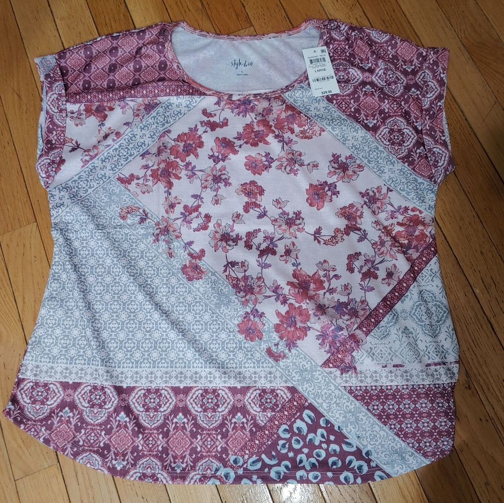 Style & Co Shirt Tee Floral Dress/Casual Women's BNWT - Picture 4 of 9